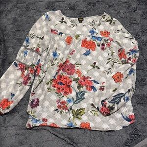 Lee Women's Floral Plaid Blouse - Red, Blue, Green